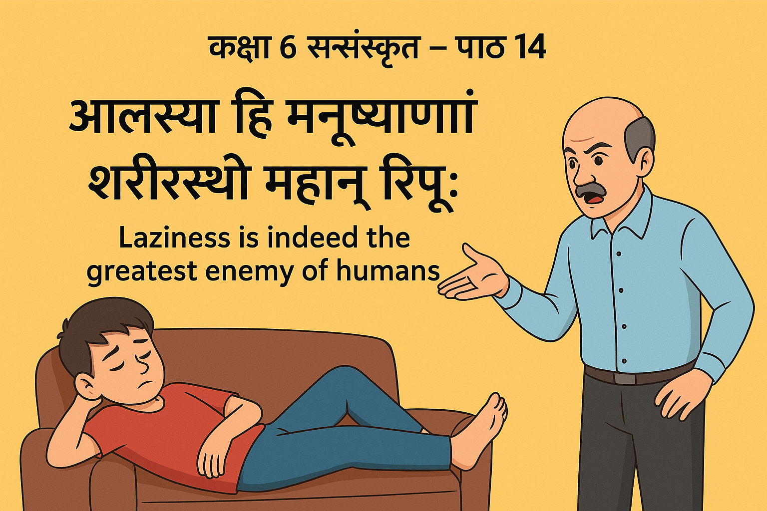 आलस्यं हि मनुष्याणां शरीरस्थो महान् रिपुः Notes Class 6