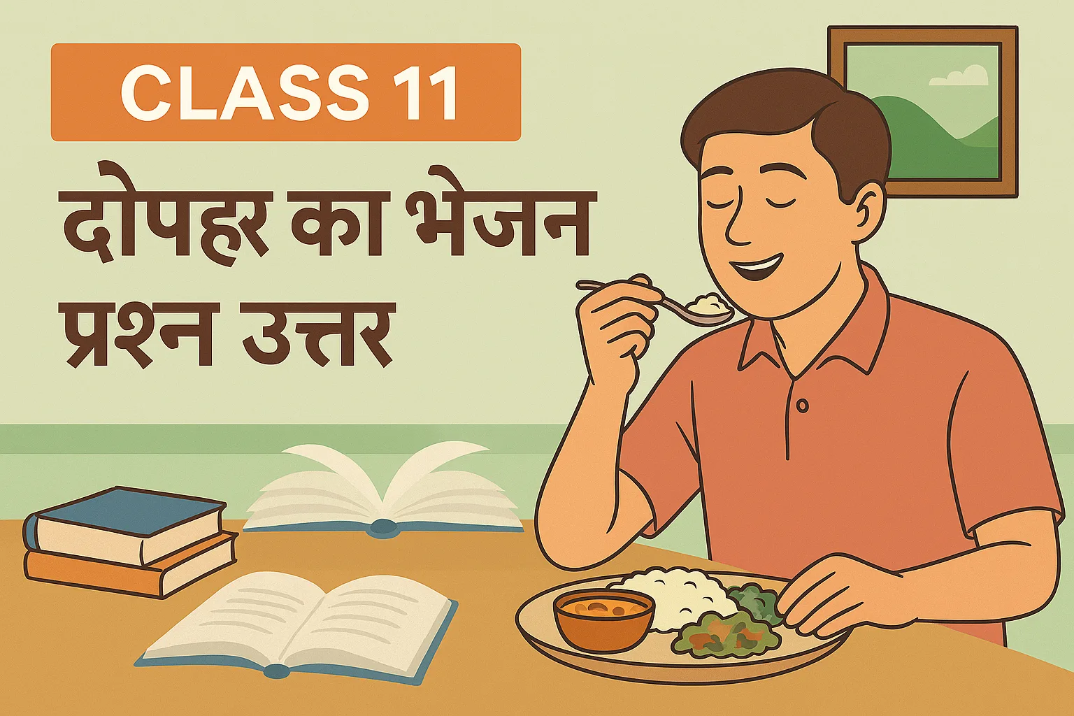 Class 11 Hindi – दोपहर का भोजन प्रश्न उत्तर in this image a person is eating lunch