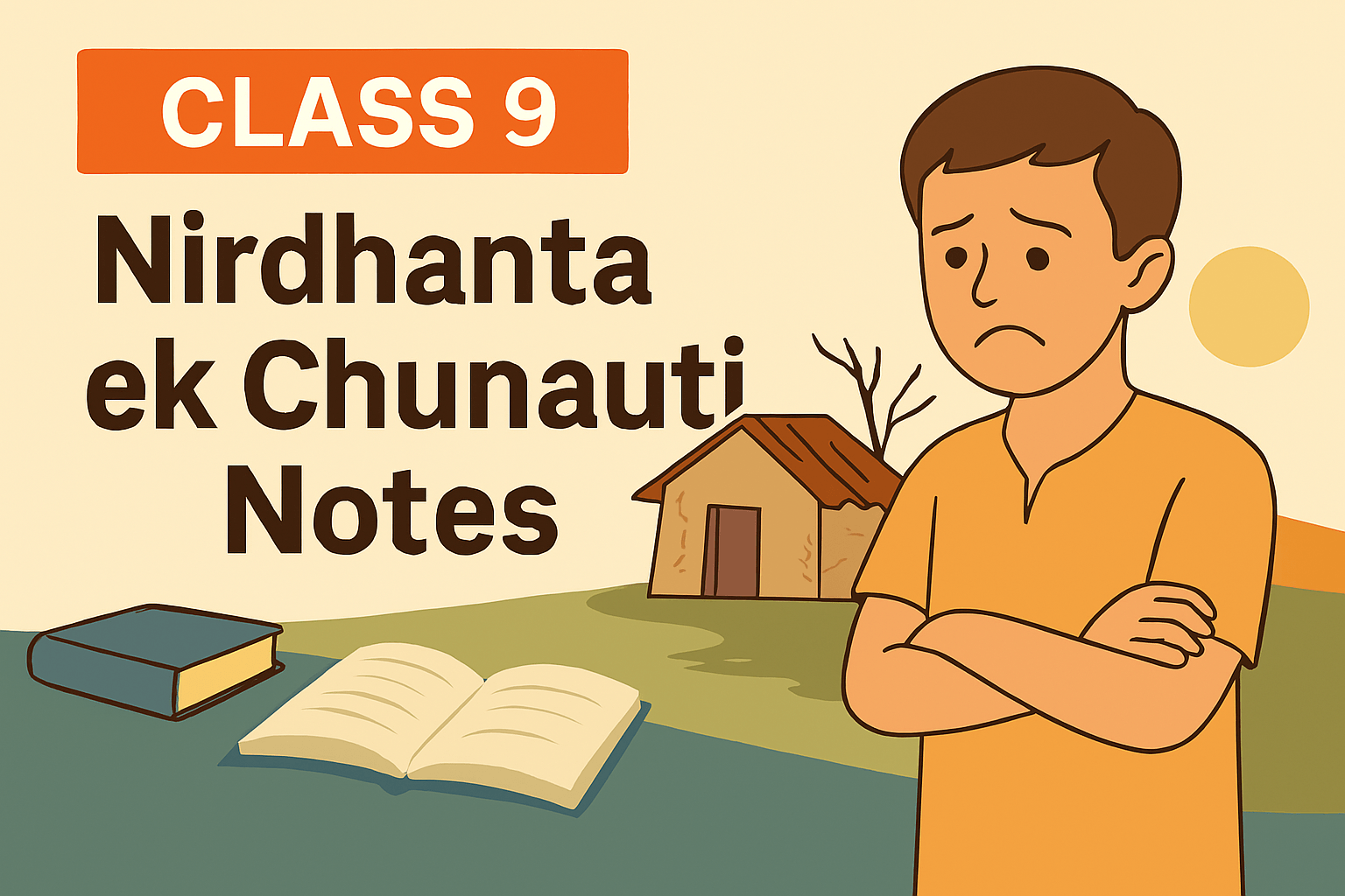 Nirdhanta ek Chunauti – Notes Class 9 in this image a man is standing sad because of poverty